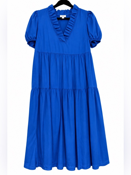 crown & ivy Dresses & Skirts - crown & ivy Royal Blue Tiered V-Neck Maxi Dress